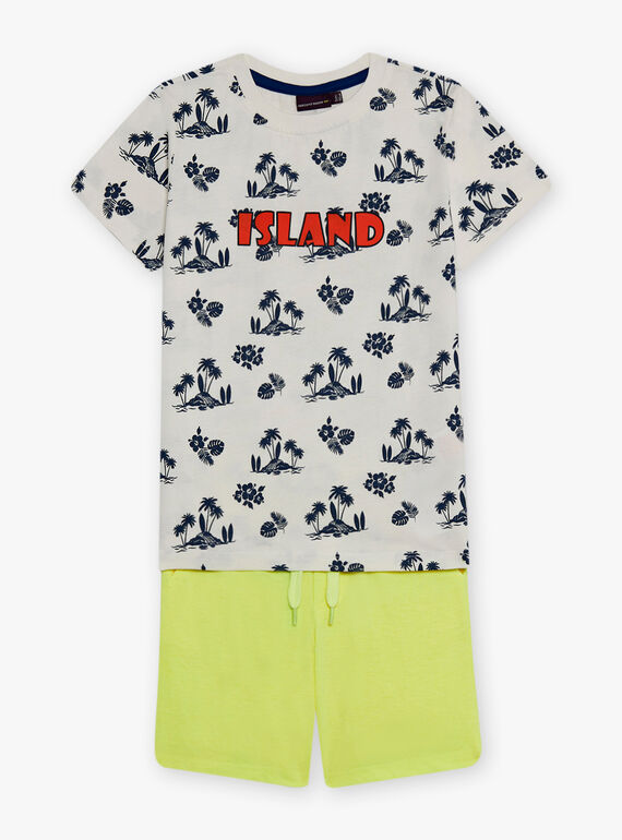 Beach outfit ecru, yellow and blue child boy CYOPLAGE4 / 22E3PGS3ENS001