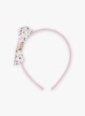 Girl's pink headband with floral print bow BIROMETTE / 21H4PFS2TET329