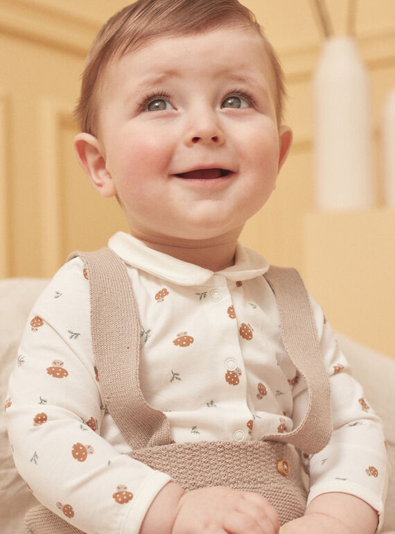 Beige and white pants, bodysuit and socks set LONDON / 24H0CM11ENS007