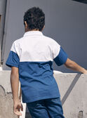Blue and white jersey polo shirt with guitar badger motif LEPOLAGE / 24H3PGJ1POL000