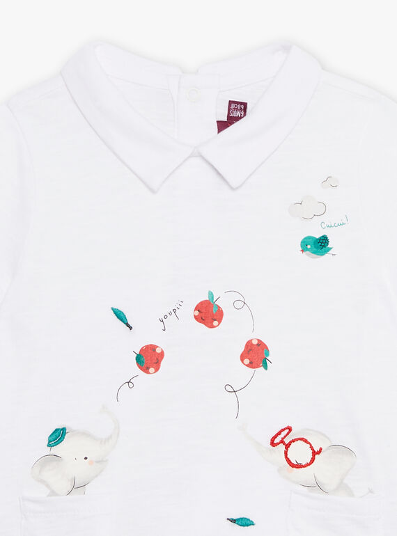 Baby boy ecru polo with elephants motifs CATARNO / 22E1BGM1POL001