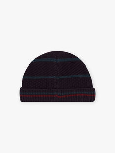 Boy's petrol blue striped knitted hat BATETAGE / 21H4PGD3BON715