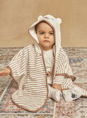 Beige hooded bathing cap with stripe print GEJOËL / 23H5BG11CDB080