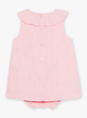 Baby girl pink poplin dress with shell embroidery and bloomer CASOLEIL / 22E1BFN1ROBD315