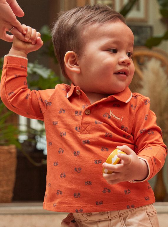 Clay polo shirt with tractor print GABRIEL / 23H1BG71POLF519