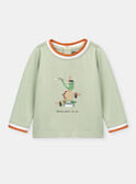 Clay green T-shirt with fancy dog print KAARTHUR / 24E1BG31TMLG600