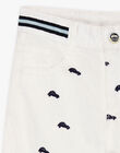 Boy white twill shorts with car embroidery CYOBAGE / 22E3PG19BER000