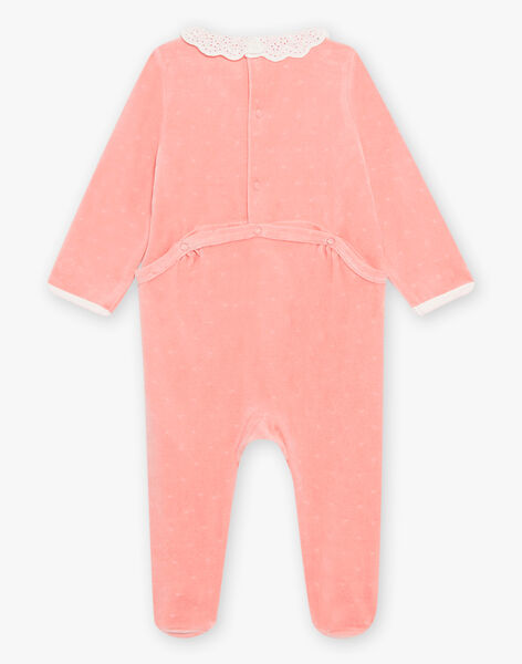 Pink velvet romper with floral embroidery DEBOMBA / 22H5BF25GRE404