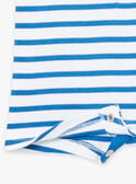 White and French blue sleeveless jumpsuit with stripe print KIZOZO / 24E1BGH1CBL001