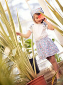 Reversible skirt with flowery print child girl CYAJUPETTE / 22E2PFK1JUP001