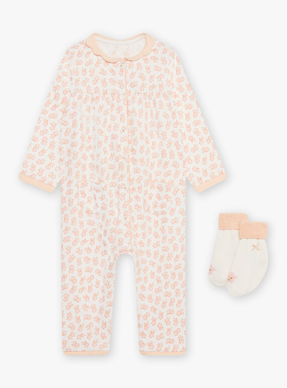 Baby girl floral print romper and socks CEGENNY / 22E5BF51GRE001