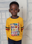 Boy's yellow and navy blue T-shirt BEDOUAGE / 21H3PG51TMLB114