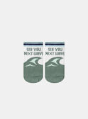 White and Turquoise See You Next Wave Jacquard Socks KLIVAGAGE / 24E4PGR1SOQG600
