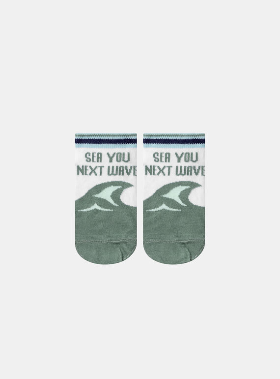 White and Turquoise See You Next Wave Jacquard Socks KLIVAGAGE / 24E4PGR1SOQG600