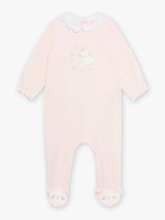 Pink velvet romper with baby girl kitten print CEAGATHE / 22E5BF61GRE030