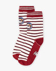 Child boy's ecru and red striped socks with dog print BECHOSAGE / 21H4PG51SOQ001