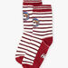 Child boy's ecru and red striped socks with dog print
