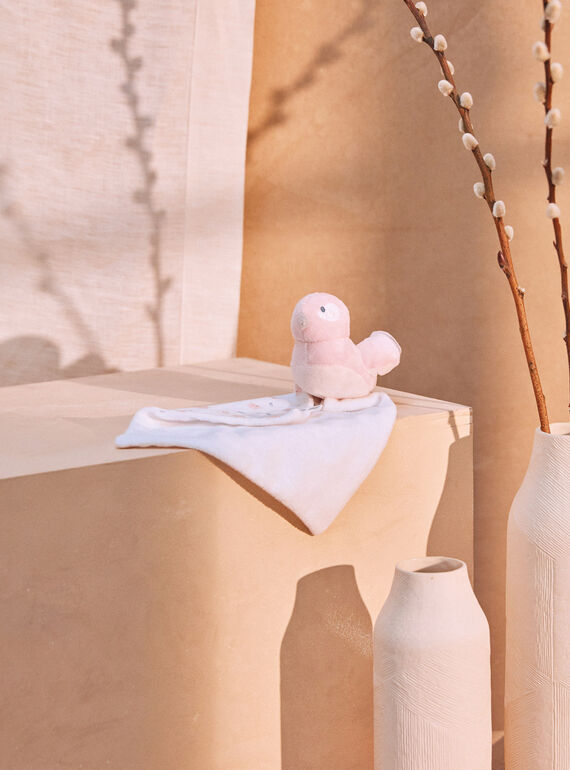 Ecru and pink bird birth cuddly toy KOUNOUZ / 24E0AF11JOUD327