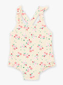 Pale yellow reversible one-piece swimsuit with floral print KITINA / 24E4BFG2MAI009