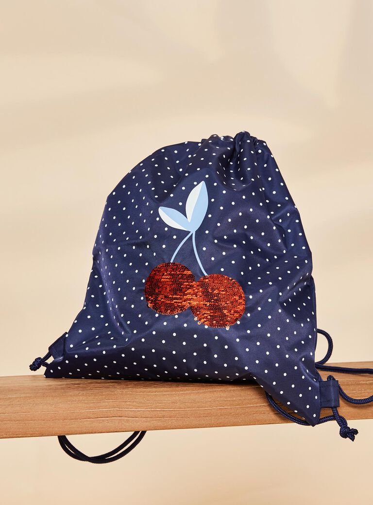 Navy blue backpack with white polka dots Navy blue backpack with white polka dots FRYSAKETTE / 23E4PFL1BES070