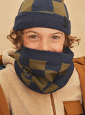 Khaki and navy blue knitted snood GYSQUAGE / 23H4PG53SNOC205
