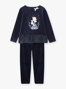 Girl's blue velvet pyjama set with fantasy motif BEBYGNETTE / 21H5PF73PYJ705