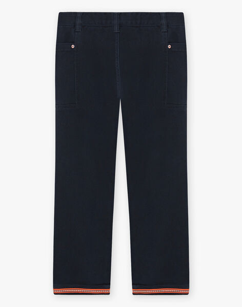 Boy's navy blue twill pants with contrasting details BUJIDAGE / 21H3PGQ2PAN070
