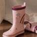 Pink rain boots with rainbow and fantasy patterns child girl