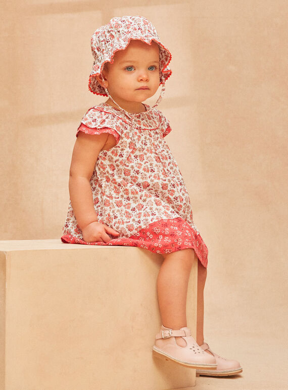 Terracotta patchwork dress KANORA / 24E1BFE1ROB001