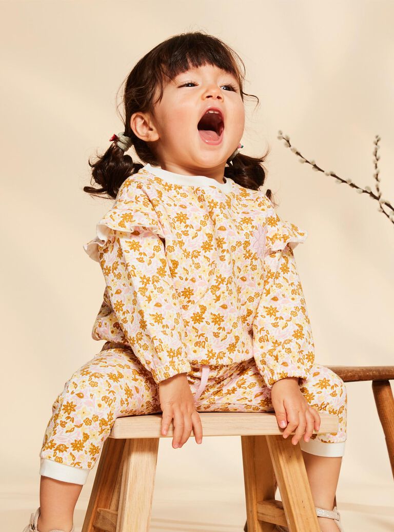 Off white jogging top with floral print FABABY / 23E1BF81JGH001