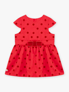 baby girl red satin dress with polka dots BATESS / 21H1BFR1CHS050