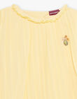 Sunshine yellow pleated muslin dress baby girl CYCLARETTE / 22E2PF31ROB102