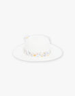 White straw effect hat with floral printed band and bow child girl CLUETTE / 22E4PF12CHA001