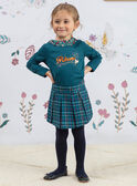 Long sleeve blue duck t-shirt with flower print collar for girls BOLORETTE / 21H2PF92TML714