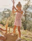 Pink smocked jumpsuit with check print FLEROZETTE / 23E2PFS2CBC001