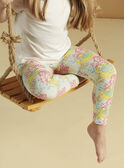 Child girl's ecru floral print legging CEFLOETTE 3 / 22E4PFU3CAL811