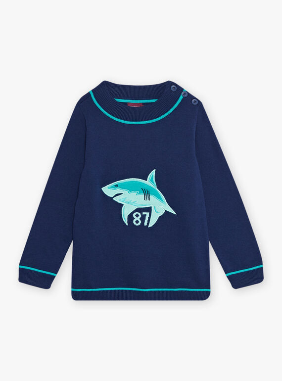 Child boy blue shark sweater COMIDAGE / 22E3PGN1PULC231