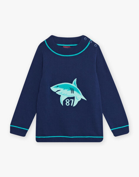 Child boy blue shark sweater COMIDAGE / 22E3PGN1PULC231