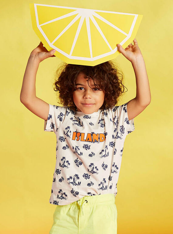 Beach outfit ecru, yellow and blue child boy CYOPLAGE4 / 22E3PGS3ENS001