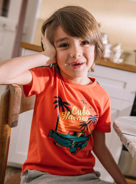 Red t-shirt with beach design child boy COACAGE / 22E3PGM1TMC506