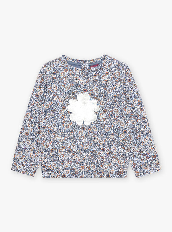 Sweater with floral print and animation snowflake in reversible sequins DIASWETTE / 22H2PFY1SWEC206