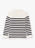 Girl's white and navy blue striped sweater BIPOLETTE / 21H2PF51PUL001