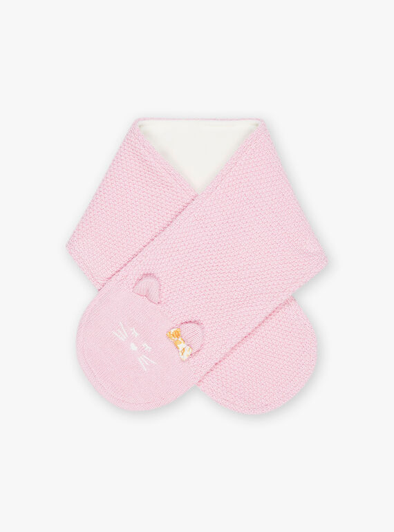 Pink knitted scarf with 3D animation ears FIMARINE / 23E4BF51ECH030