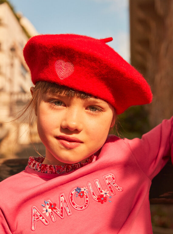 Bright red wool beret GOBERETTE / 23H4PFD1CHAF518