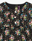 Baby Girl Long Sleeve Black Floral Print Dress BAMAUD / 21H1BFM2ROB090