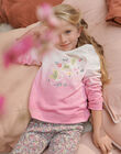 Child girl pink tie-&-dye sweatshirt with fancy birds pattern CESWETTE / 22E2PFB1SWE305