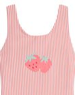 Reversible one-piece swimsuit ecru and pink child girl CLIDUETTE / 22E4PFO1D4K001
