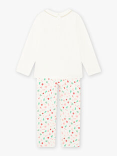 Child girl Christmas velvet pajama set in ecru BEBISETTE / 21H5PFI2PYJ001