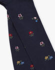 Navy tights with multicolored flowers jacquard DICOETTE / 22H4PFE1COL070