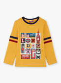 Boy's yellow and navy blue T-shirt BEDOUAGE / 21H3PG51TMLB114